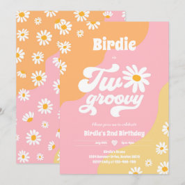 Zwei Groovy 2. Geburtstag Party Boho Retro Daisy I Einladung