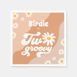 Zwei Groovy 2. Geburtstag Party Boho Retro Daisy Serviette