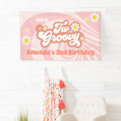 Zwei Groovy 2. Geburtstag Party Retro Daisy Banner (Insitu)