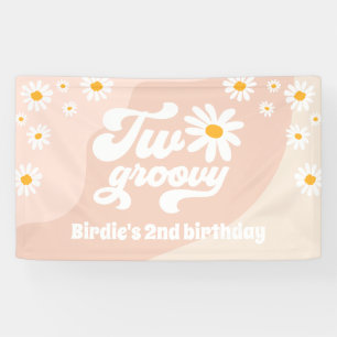 Zwei Groovy 2. Geburtstag Party Retro Daisy Willko Banner