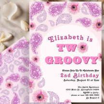 Zwei Groovy 2. Geburtstag Pink Paisley Blume Power
