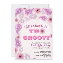 Zwei Groovy 2. Geburtstag Pink Paisley Blume Power