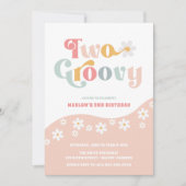 Zwei Groovy 2. Geburtstag Rosa Einladung (Vorderseite)