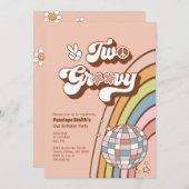 Zwei Groovy 2. Geburtstagsfeier Party Einladung (Vorne/Hinten)