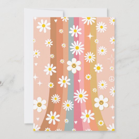 Zwei Groovy 5th Birthday Rainbow Peace Liebe Party Einladung (Rückseite)