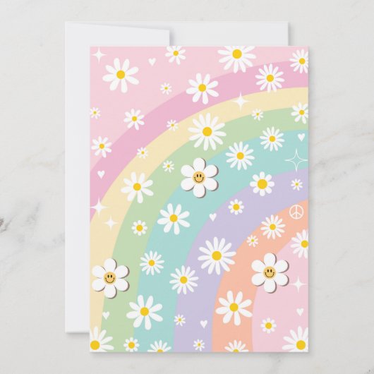 Zwei Groovy 5th Birthday Rainbow Peace Liebe Party Einladung (Rückseite)