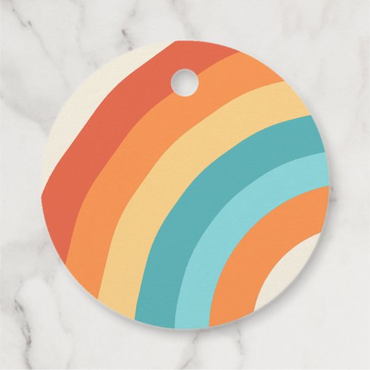 Zwei Groovy Babe Retro Rainbow 2. Party Geschenkanhänger (Rückseite)