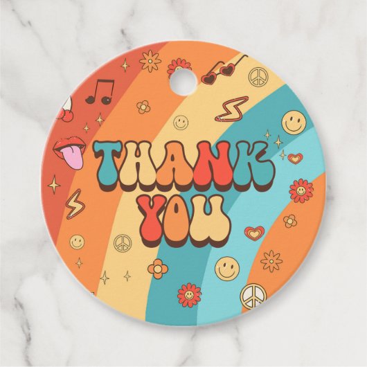 Zwei Groovy Babe Retro Rainbow 2. Party Geschenkanhänger (Vorderseite)