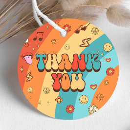 Zwei Groovy Babe Retro Rainbow 2. Party Geschenkanhänger