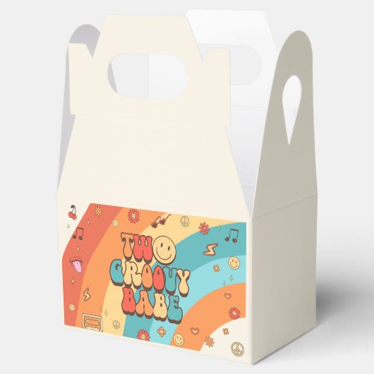 Zwei Groovy Babe Retro Rainbow 2. Party Geschenkschachtel (Geöffnet)