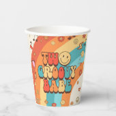 Zwei Groovy Babe Retro Rainbow 2. Party Pappbecher (Vorderseite)
