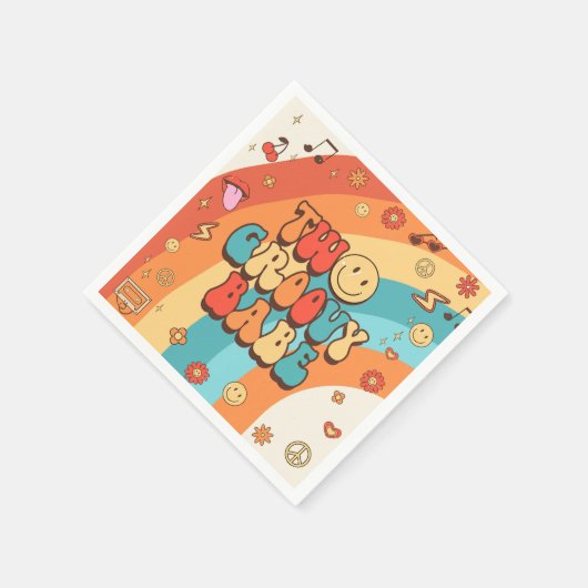 Zwei Groovy Babe Retro Rainbow 2. Party Serviette (Ecke)