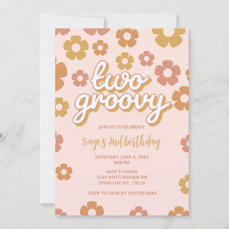 Zwei Groovy Boho Daisy 2. Geburtstag Einladung