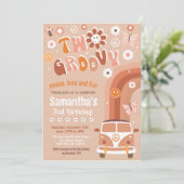 Zwei Groovy Boho Retro 2. Geburtstag Einladungen (Stehend Vorderseite)