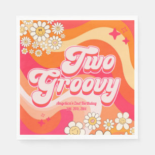 Zwei Groovy Colorful Girly Geburtstag Serviette