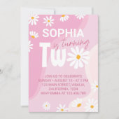 Zwei Groovy Daisy 2. Geburtstag Einladung (Vorderseite)