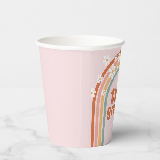 Zwei Groovy daisy boho floraler Regenbogen 2 Gebur Pappbecher (Rechts)