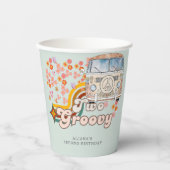 Zwei Groovy Daisy Hippie Van Second Geburtstag Pappbecher (Vorderseite)