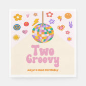 Zwei Groovy Disco Ball 2. Geburtstag Party Serviette (Vorderseite)
