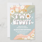 Zwei Groovy Einladungen zum 2. Geburtstag (Vorderseite)