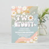 Zwei Groovy Einladungen zum 2. Geburtstag (Stehend Vorderseite)