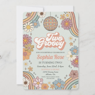 Zwei Groovy Floral 2. Geburtstag 70er Retro laden 