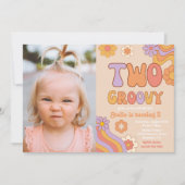 Zwei Groovy Foto Einladung | Groovy Birthday (Vorderseite)