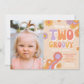 Zwei Groovy Foto Einladung | Groovy Birthday (Vorderseite)