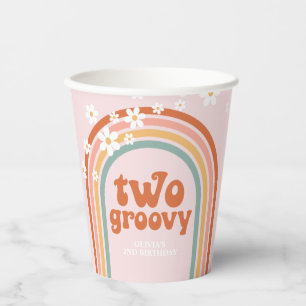 Zwei Groovy Gänseblümchen Boho Blumen Regenbogen 2 Pappbecher