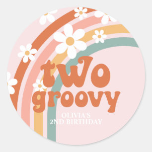 Zwei groovy Gänseblümchen Boho Blumen Regenbogen 2 Runder Aufkleber