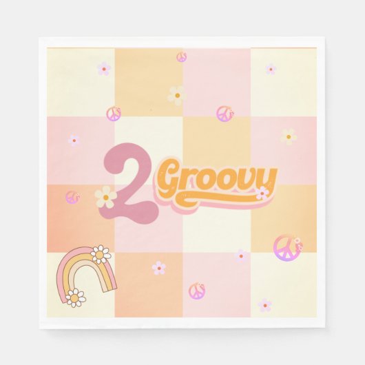 Zwei Groovy Girls Geburtstagspapier Napkin Serviette (Vorderseite)