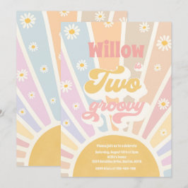 Zwei Groovy Hippie 2. Geburtstag Sunshine Daisy Einladung