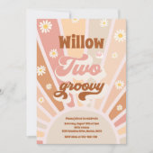 Zwei Groovy Hippie 2. Geburtstag Sunshine Daisy Einladung (Vorderseite)