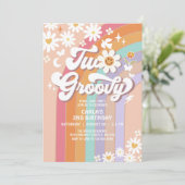 ZWEI Groovy Hippie 70's Retro 2. Geburtstag Einladung (Stehend Vorderseite)