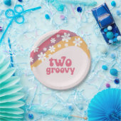 Zwei Groovy Hippie Daisy Boho Rainbow Paper Plate Pappteller (Party)