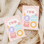 Zwei Groovy | Mädchen 2. Retro Skater Geburtstag Einladung