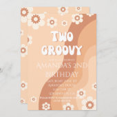 Zwei Groovy Party Retro 2. Geburtstag neutral Einladung (Vorne/Hinten)