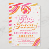 Zwei Groovy Party zum Geburtstag Einladung (Vorne/Hinten)