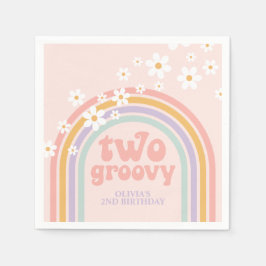 zwei Groovy Pastel Regenbogen 2ND Geburtstag Serviette