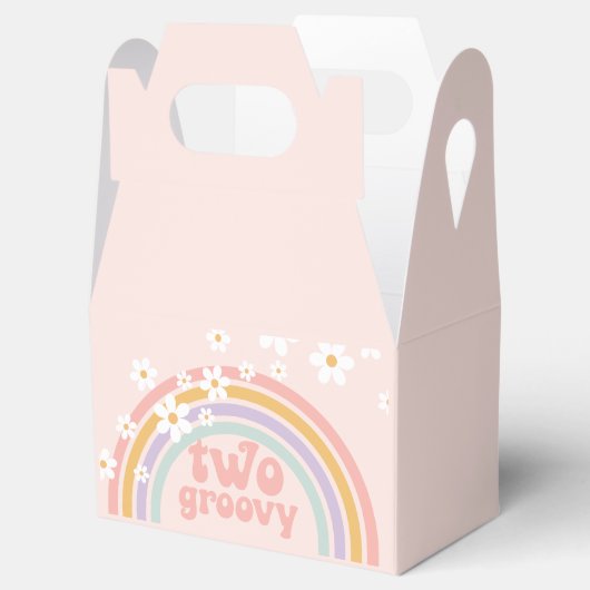 Zwei Groovy Pastel Retro Regenbogen mit Daisis Geschenkschachtel (Geöffnet)