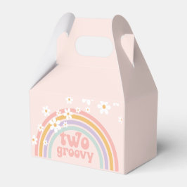 Zwei Groovy Pastel Retro Regenbogen mit Daisis Geschenkschachtel