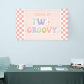 Zwei Groovy Pink Daisy Schachbrett Banner (Messeveranstaltung)