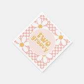 Zwei Groovy Pink Daisy Schachbrett Serviette (Ecke)