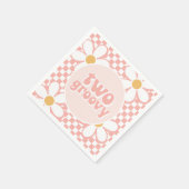 Zwei Groovy Pink Daisy Schachbrett Serviette (Ecke)