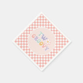 Zwei Groovy Pink Daisy Schachbrett Serviette (Ecke)