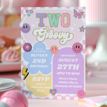 Zwei Groovy Preppy Varsity Patch 2. Geburtstag Par