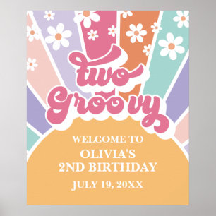 Zwei Groovy Regenbogen Sonnenschein Gänseblümchen  Poster