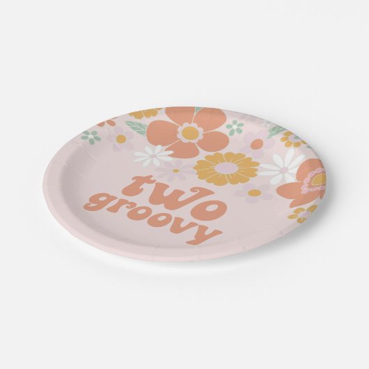 Zwei Groovy Retro Blumengebäck Teller (Schrägansicht)