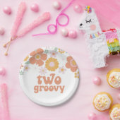 Zwei Groovy Retro Blumengebäck Teller (Party)