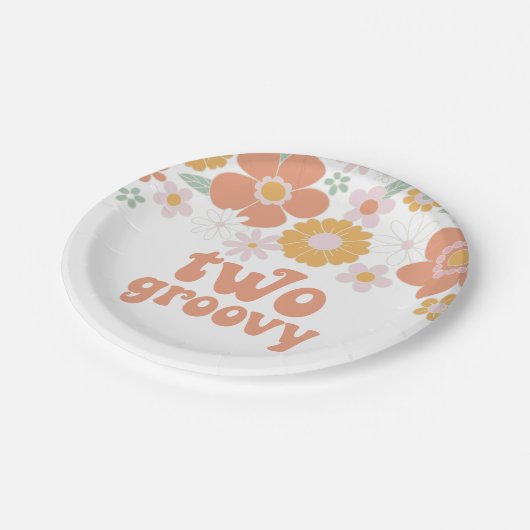 Zwei Groovy Retro Blumengebäck Teller (Schrägansicht)